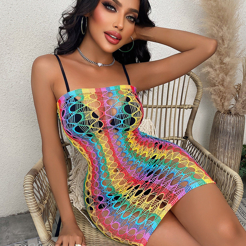 Colorful Beach Bikini Fishnet Cover Up Top