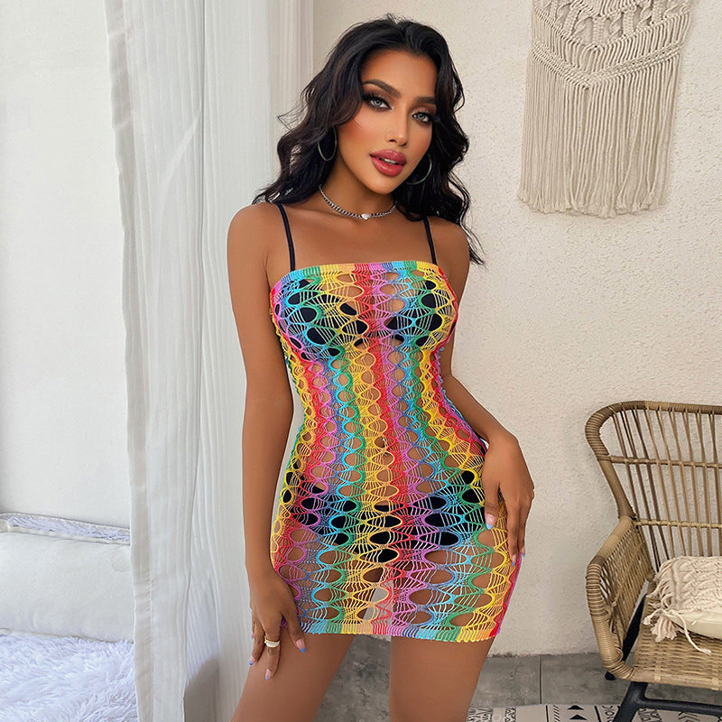 Colorful Beach Bikini Fishnet Cover Up Top