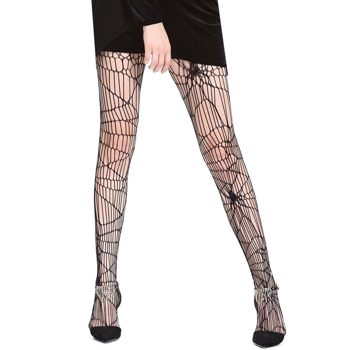 Halloween Stocking Spider Pattern Pantyhose Mesh