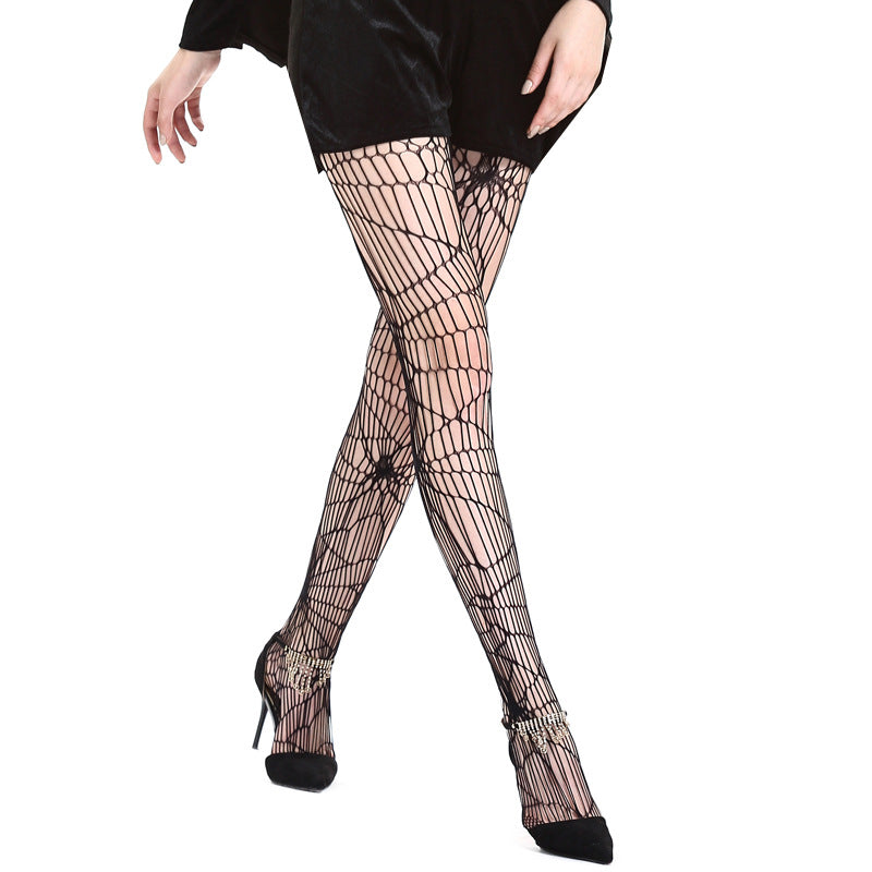 Halloween Stocking Spider Pattern Pantyhose Mesh