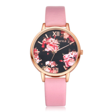 Rose Watch With Leather Strap And Gold Siding Luxury Watches