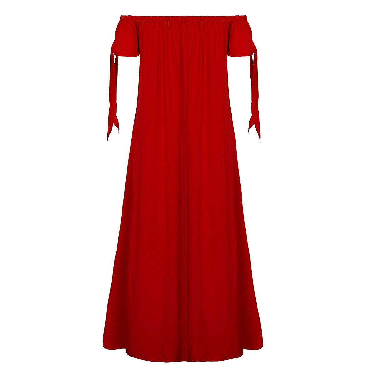 A Summer Straight Shoulder Split Beach Dress masterpiece in red by Beachy Cover Ups.