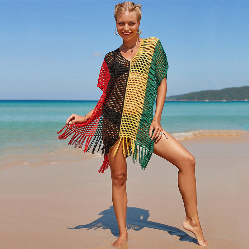 Colorful Striped Beach Cover Up