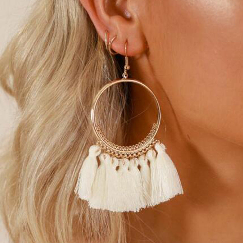 Boho Big Round Drop Dangle Earrings