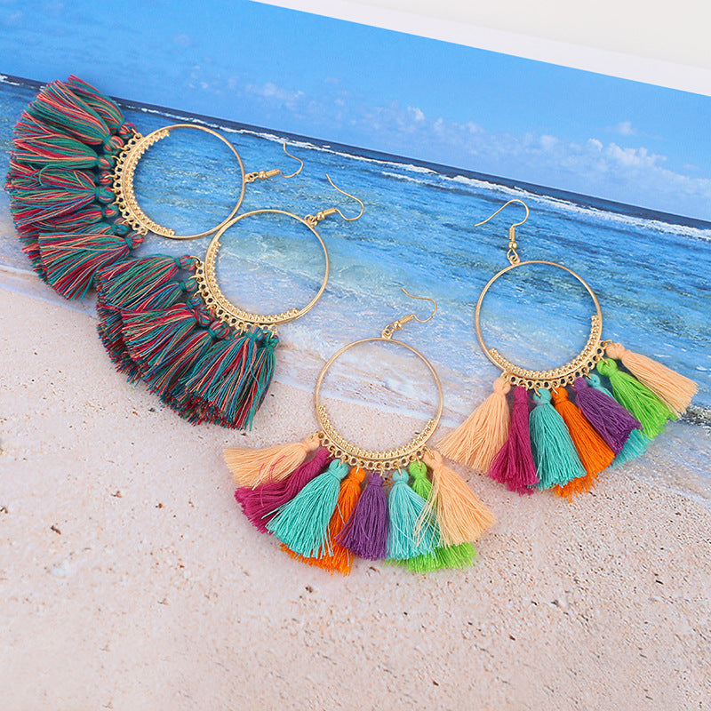 Boho Big Round Drop Dangle Earrings