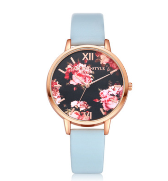 Rose Watch With Leather Strap And Gold Siding Luxury Watches