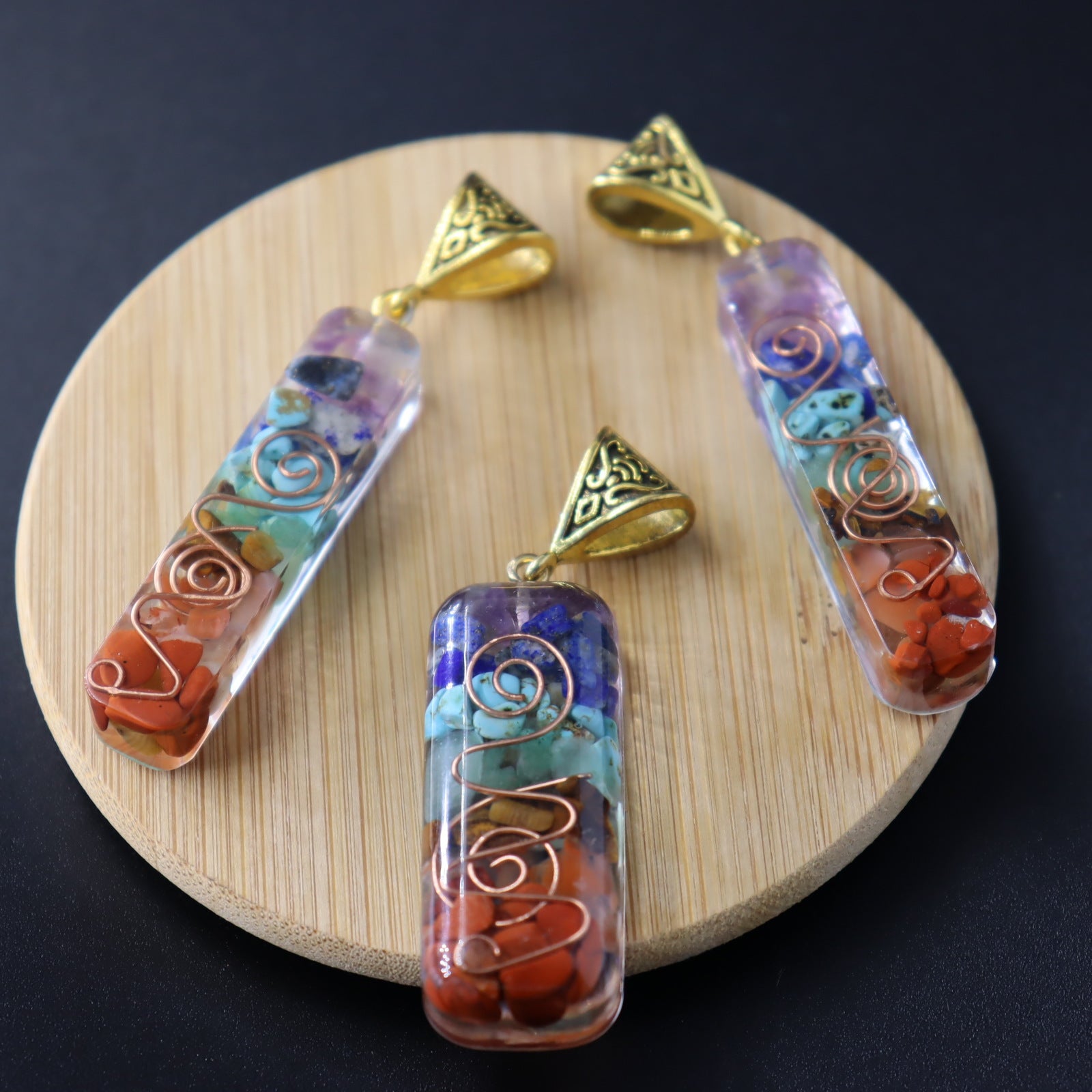 Boho Summer Meditation Necklace Seven Chakra Reiki Pendant