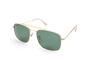 A pair of Beachy Cover Ups Metal Framed Polarized Sunglasses with green lenses.