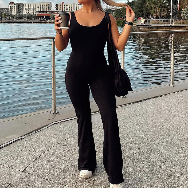 Slim Fit Hip Raise Backless Jumpsuit