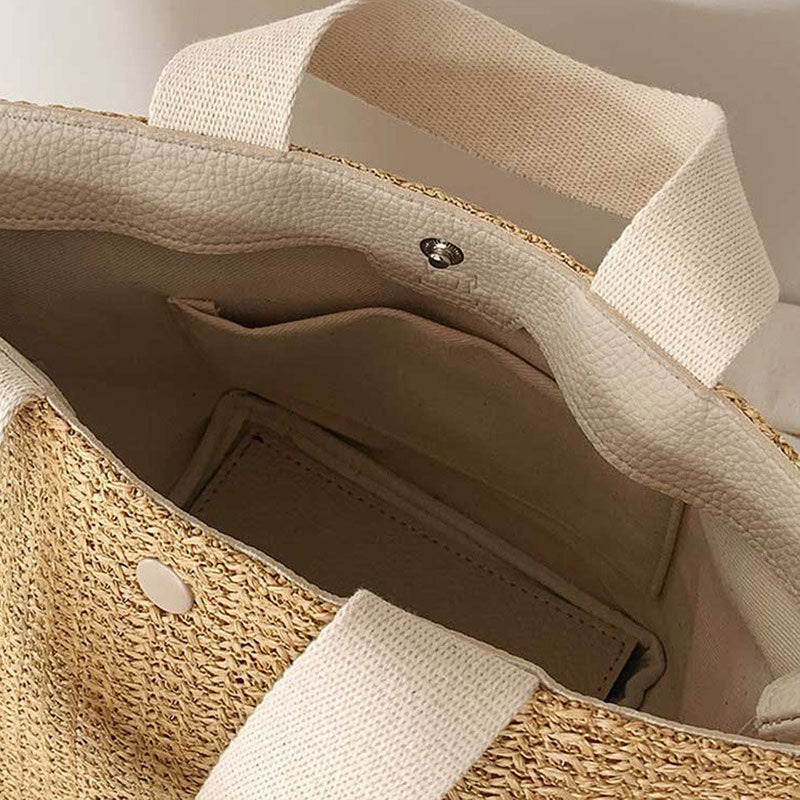 Classic Beach Straw Bag Short Strap