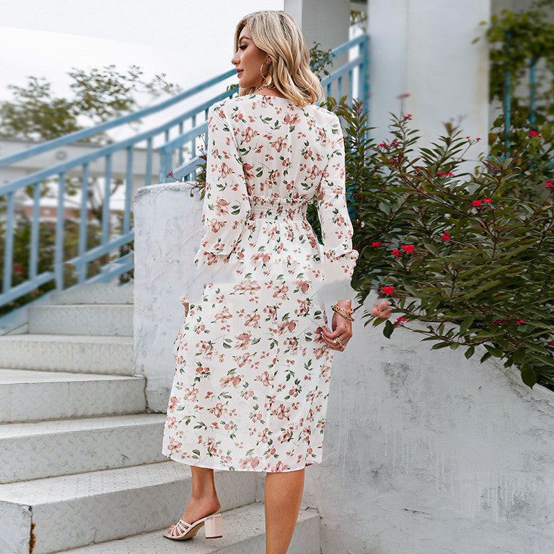 Long Sleeve Floral Beach Dress