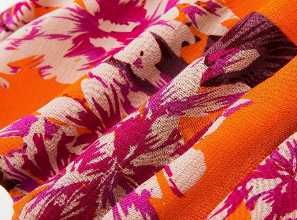 Orange Print Purple Floral Summer Beach Jumpsuit