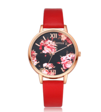 Rose Watch With Leather Strap And Gold Siding Luxury Watches