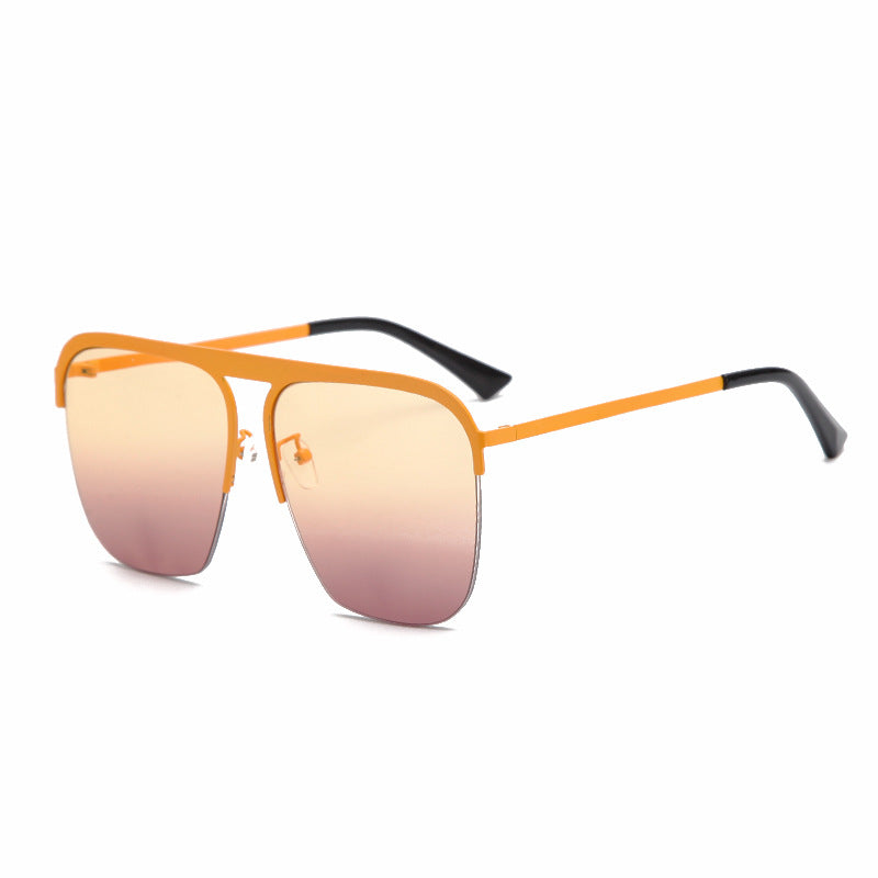 Stylish Large Half Frame Sunglasses with orange and pink rims from Beachy Cover Ups.