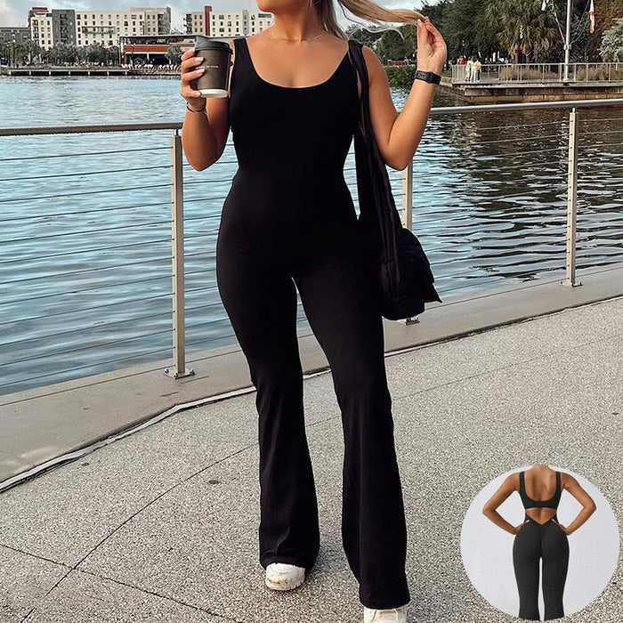 Slim Fit Hip Raise Backless Jumpsuit