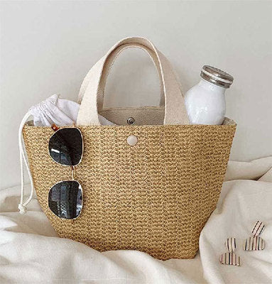 Classic Beach Straw Bag Short Strap