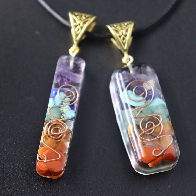 Boho Summer Meditation Necklace Seven Chakra Reiki Pendant