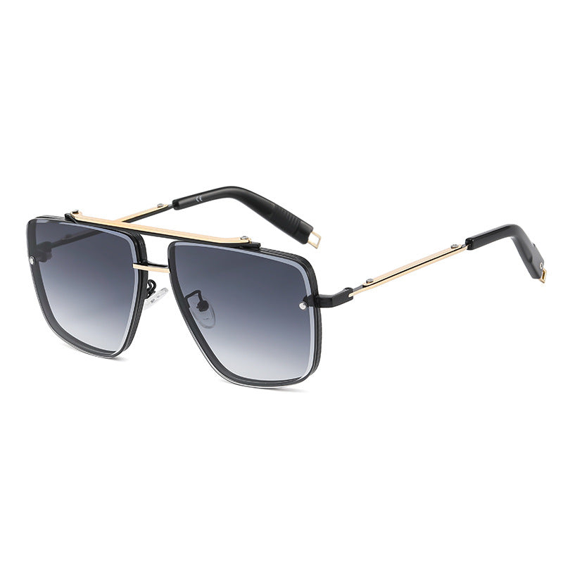 A fashionable pair of Beachy Cover Ups Twin-beam Metal Sunglasses with UV protection and a black frame.