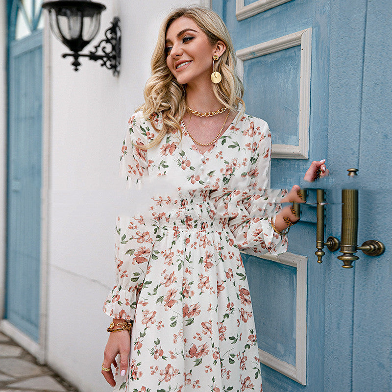 Long Sleeve Floral Beach Dress