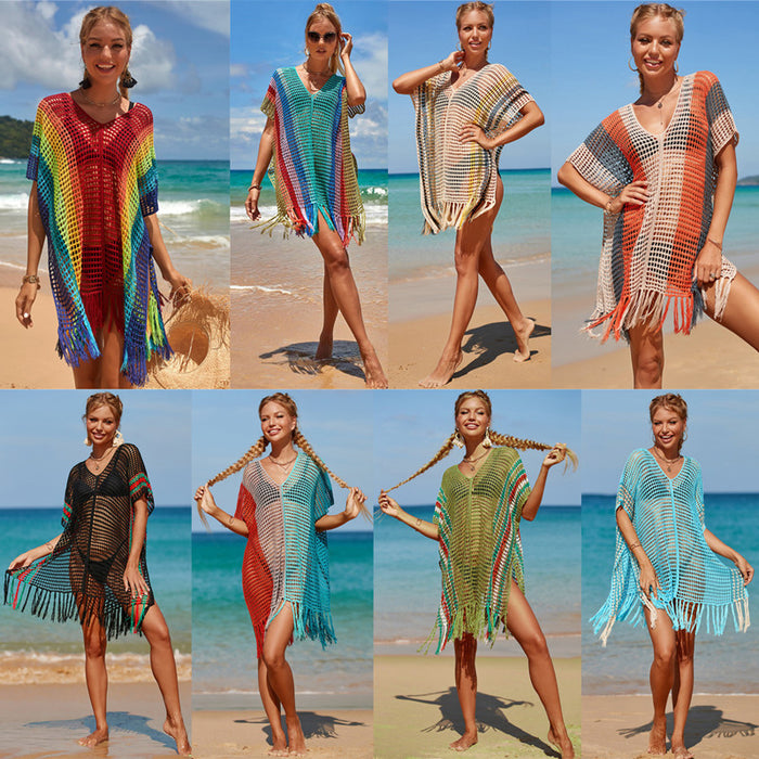 Colorful Striped Beach Cover Up