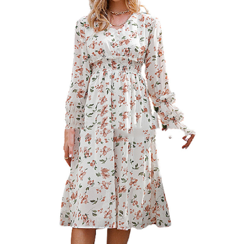 Long Sleeve Floral Beach Dress