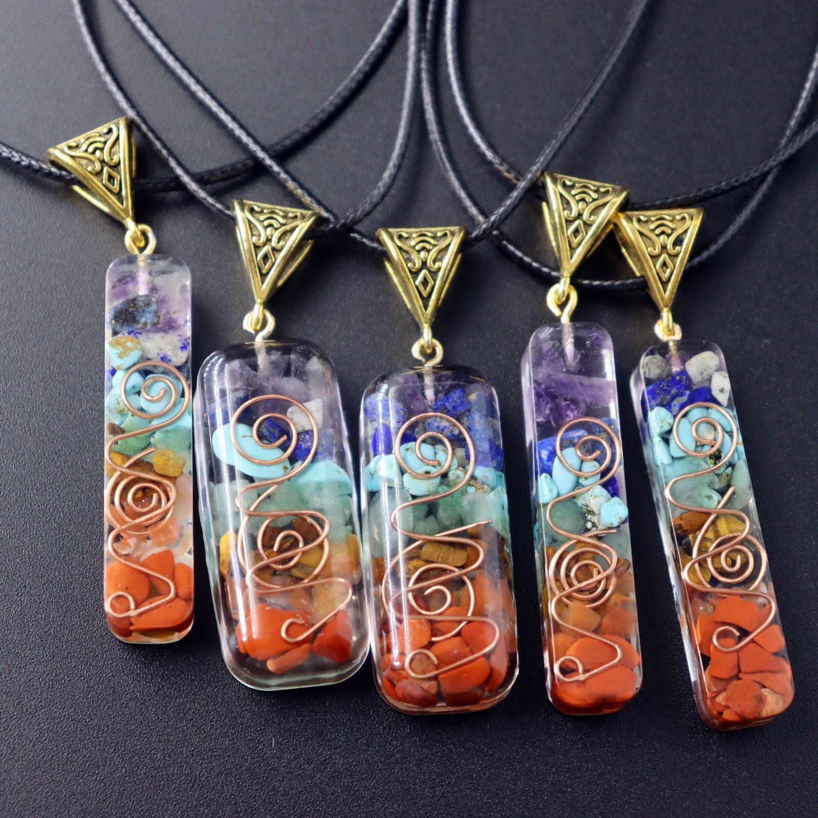 Boho Summer Meditation Necklace Seven Chakra Reiki Pendant