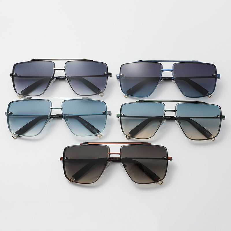 Four fashionable pairs of Beachy Cover Ups' Twin-beam Metal Sunglasses providing UV protection on a white background.