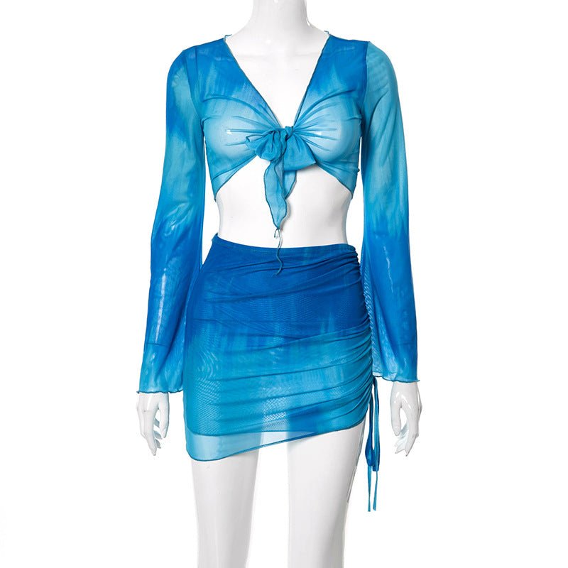 Blue Ocean Summer Short Skirt Set - Beachy Cover Ups