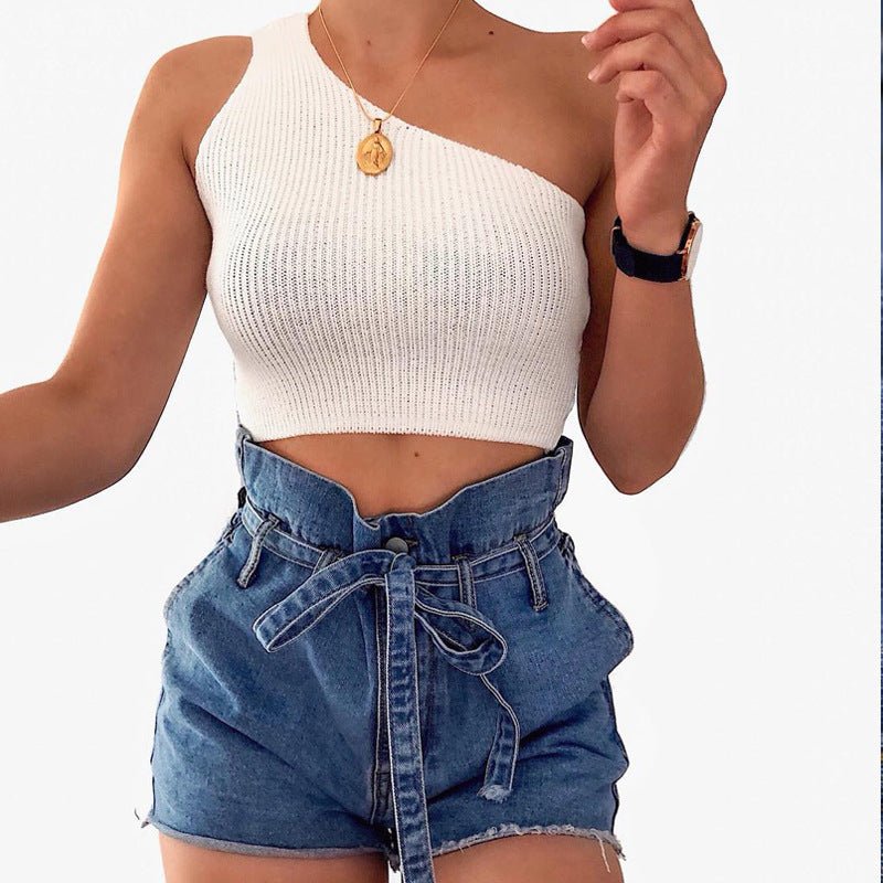 Flower Bud High Waist Denim Short - Beachy Cover Ups