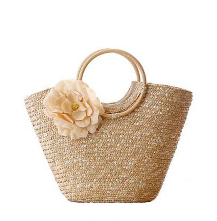 Flower Straw Woven Beach Bag - Beachy Cover Ups