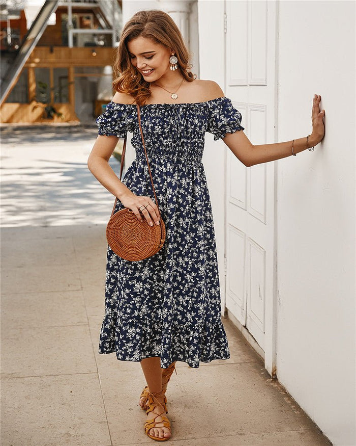 High Waist Floral Summer Midi Dress - Beachy Cover Ups