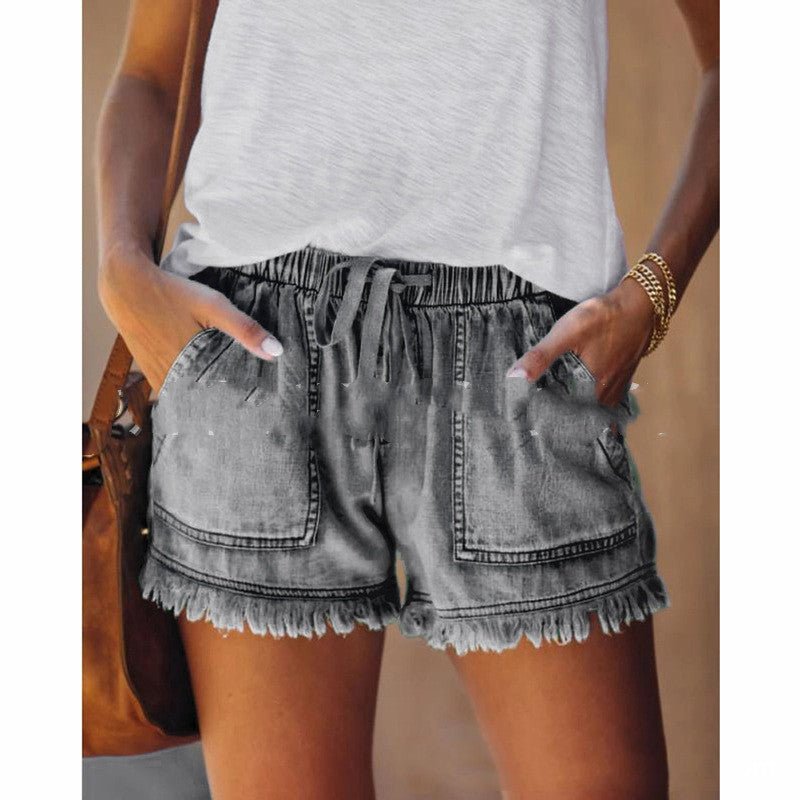 High-waisted Light Denim Style Shorts - Beachy Cover Ups