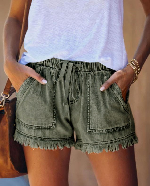 High-waisted Light Denim Style Shorts - Beachy Cover Ups