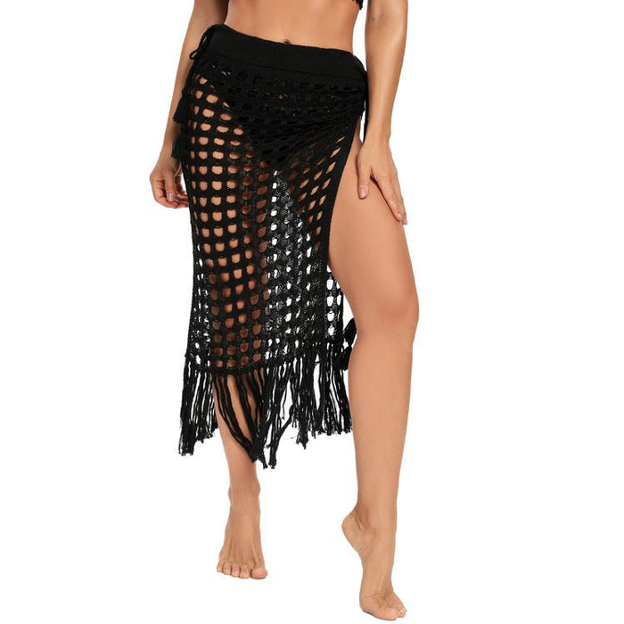 Hollow Hole Fringe Beach Skirt - Beachy Cover Ups