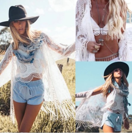 Lace Loose Mid Bikini Cardigan - Beachy Cover Ups