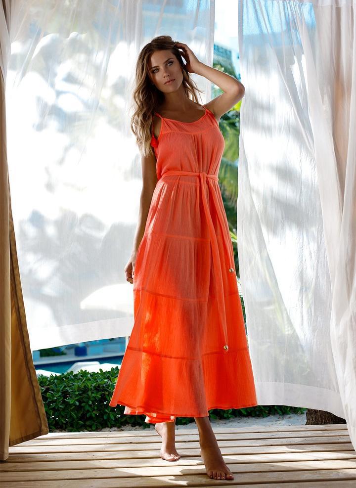 Long Cotton Strapped Beach Dress - Beachy Cover Ups