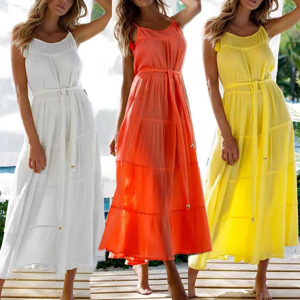 Long Cotton Strapped Beach Dress - Beachy Cover Ups