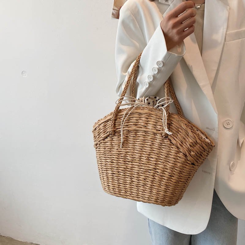 Polka Straw Tie Beach Bag - Beachy Cover Ups