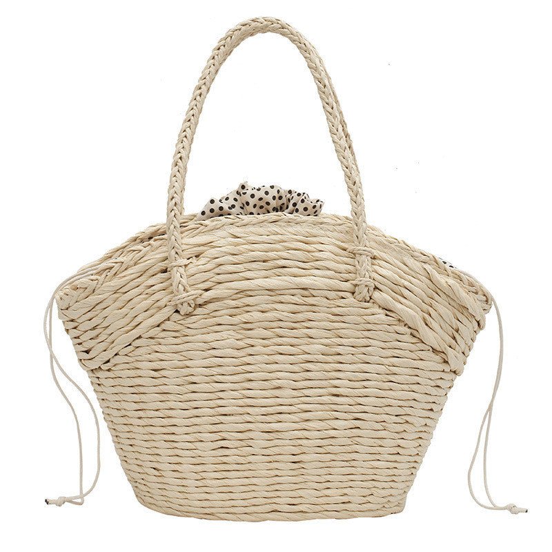 Polka Straw Tie Beach Bag - Beachy Cover Ups