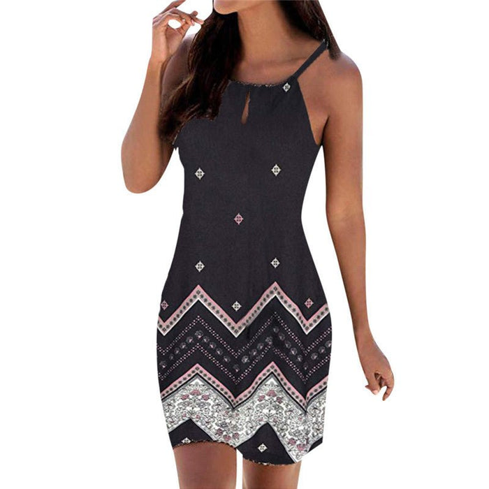 Pretty Designed Printed Sleeveless Dress - Beachy Cover Ups