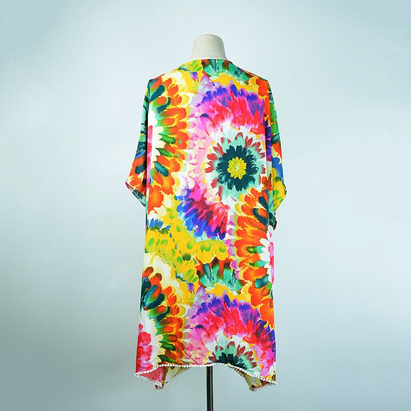 Psychedelic Printed Beach Cardigan - Beachy Cover Ups