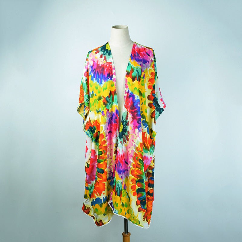 Psychedelic Printed Beach Cardigan - Beachy Cover Ups