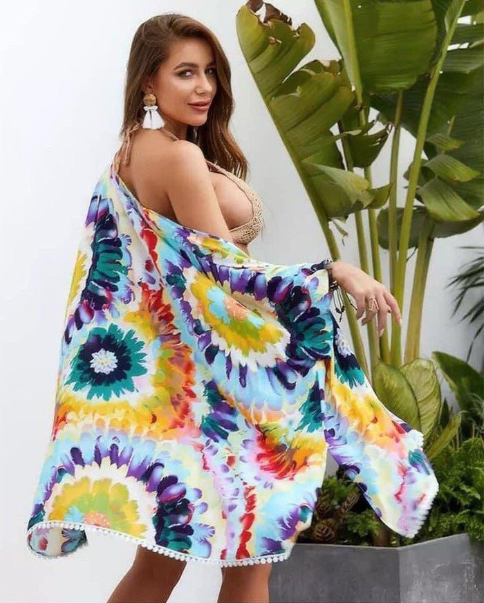 Psychedelic Printed Beach Cardigan - Beachy Cover Ups