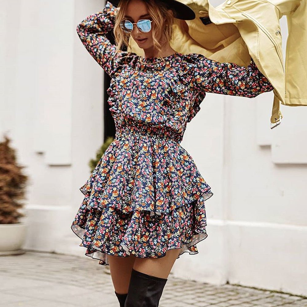 Short Floral Lace Waist Beach Dress - Beachy Cover Ups