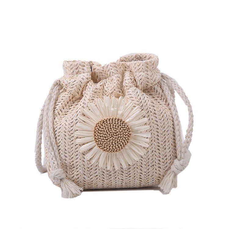 Straw Flower Shoulder Bag - Beachy Cover Ups